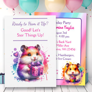 Schattigee hamster thema meisje verjaardagsfeestje kaart
