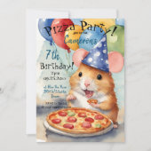 Schattigee Hamster Verjaardag Pizza Party Kaart (Voorkant)