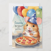 Schattigee Hamster Verjaardag Pizza Party Kaart (Achterkant)