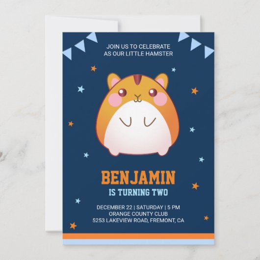 Schattigee Hamster Verjaardagsfeestuitnodiging Kaart (Voorkant)