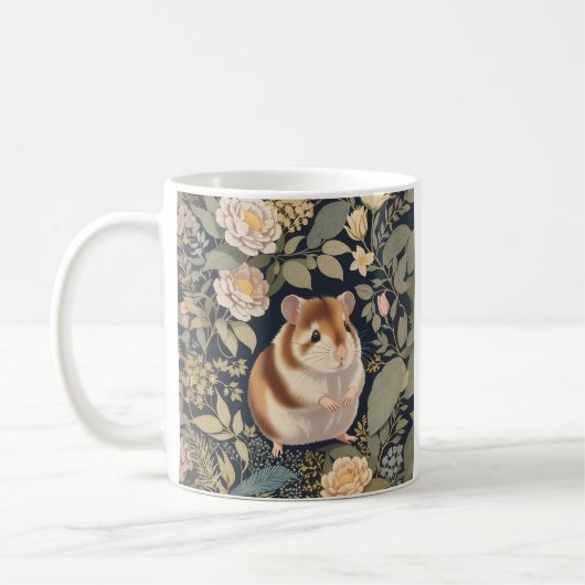 Schattigee hamster William Morris geïnspireerd Koffiemok (Links)