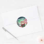 Schattigee hamsterrat Kerstfeest Ronde Sticker (Envelop)
