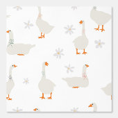 Schattigee Hand Drawn Goose & Daisies Baby Nursery Behang (Voorkant)