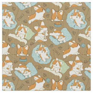 Schattigee Hand Drawn Kawaii Corgi Pet Dogs Stof