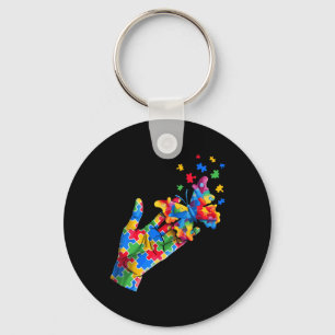 Schattigee hand en vlinder puzzelstukjes Autisme b Sleutelhanger