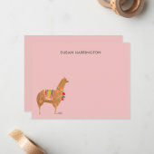 Schattigee Hand-Geïllustreerde Llama Alpaca Gepers Notitiekaartje (Voorkant / Achterkant in situ)