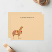 Schattigee Hand-Geïllustreerde Llama Alpaca Gepers Notitiekaartje (Voorkant / Achterkant in situ)