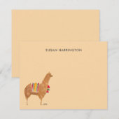 Schattigee Hand-Geïllustreerde Llama Alpaca Gepers Notitiekaartje (Voorkant / Achterkant)