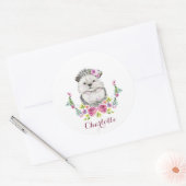 Schattigee Hand geschilderde Hedgehog gepersonalis Ronde Sticker (Envelop)