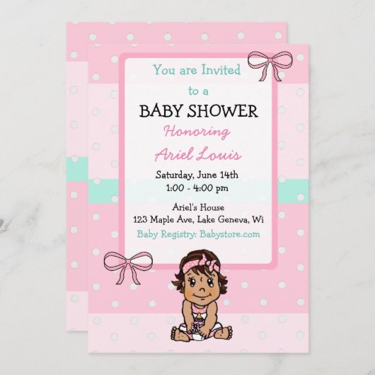 Schattigee Hand getekend Hispanic Baby Girl Baby s Kaart (Voorkant / Achterkant)