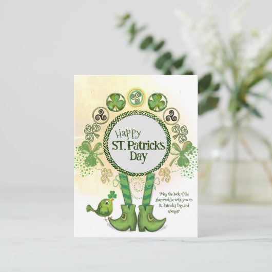 Schattigee hand getekend St. Patrick Day Briefkaart (Staand voorkant)