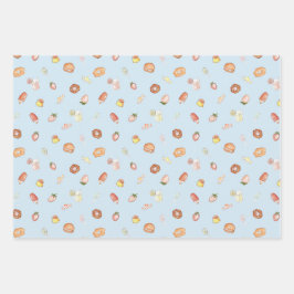 Schattigee hand getekende desserts pastelpatroon inpakpapier vel