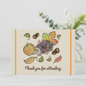 Schattigee hand getekende egel in herfst met blade bedankkaart (Staand voorkant)