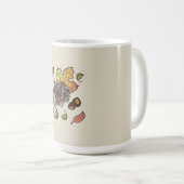 Schattigee hand getekende egel in herfst met blade koffiemok (Voorkant rechts)