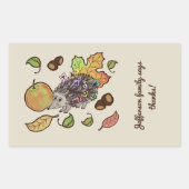 Schattigee hand getekende egel in herfst met blade rechthoekige sticker (Voorkant)