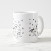 Schattigee hand getekende feestelijke kerstvakanti grote koffiekop (Voorkant rechts)