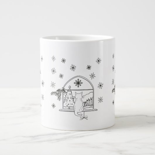 Schattigee hand getekende feestelijke kerstvakanti grote koffiekop (Voorkant)