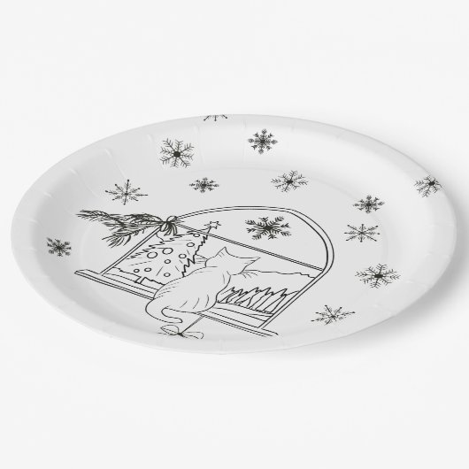 Schattigee hand getekende feestelijke kerstvakanti papieren bordje (Gekanteld)