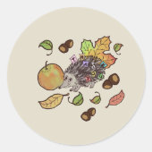 Schattigee hand getekende herfst egel gezegde Dank Ronde Sticker (Voorkant)