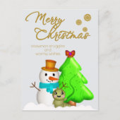 Schattigee hand getekende karakter kerst feestdagenkaart (Voorkant)