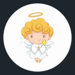 Schattigee Hand getrokken Angel Christmas Ronde Sticker<br><div class="desc">Cute Hand-getekende Angel-ontwerp. U bent welkom om mijn winkel te bezoeken voor mooiere producten.</div>