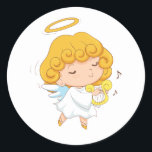 Schattigee Hand getrokken Angel Christmas Ronde Sticker<br><div class="desc">Cute Hand-getekende Angel-ontwerp. U bent welkom om mijn winkel te bezoeken voor mooiere producten.</div>