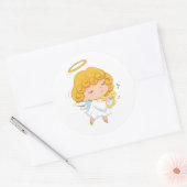 Schattigee Hand getrokken Angel Christmas Ronde Sticker (Envelop)