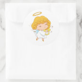 Schattigee Hand getrokken Angel Christmas Ronde Sticker (Tas)