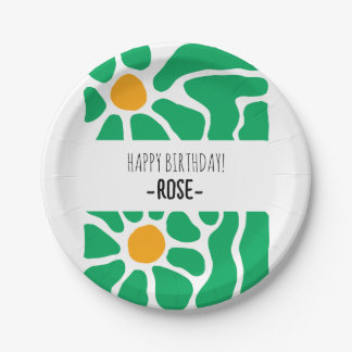 Schattigee Hand Getrokken Bloem Verjaardag Papier  Papieren Bordje