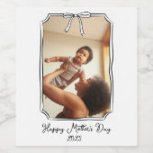 Schattigee Hand getrokken Bow Eenvoudige Moederdag Wijn Etiket (Enkel label)