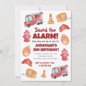 Schattigee Hand Getrokken Brandweerwagen Verjaarda Kaart (Voorkant)