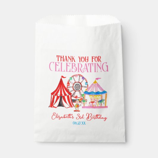 Schattigee hand getrokken Carnaval Circus Verjaard Bedankzakje (Voorkant)
