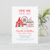 Schattigee hand getrokken Carnaval Circus Verjaard Kaart (Staand voorkant)