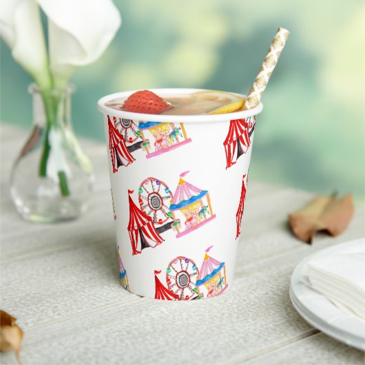 Schattigee hand getrokken Carnaval Circus Verjaard Papieren Bekers (Insitu)