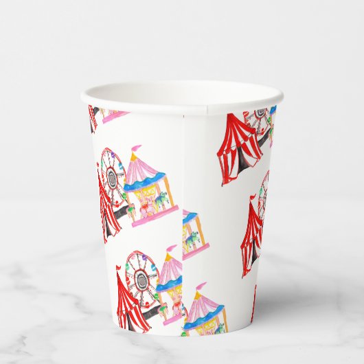Schattigee hand getrokken Carnaval Circus Verjaard Papieren Bekers (Rechts)