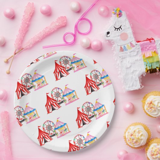 Schattigee hand getrokken Carnaval Circus Verjaard Papieren Bordje (Feest)