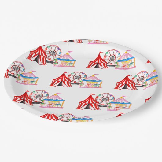 Schattigee hand getrokken Carnaval Circus Verjaard Papieren Bordje (Gekanteld)