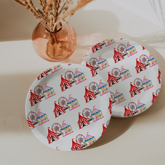 Schattigee hand getrokken Carnaval Circus Verjaard Papieren Bordje