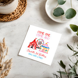 Schattigee hand getrokken Carnaval Circus Verjaard Servet