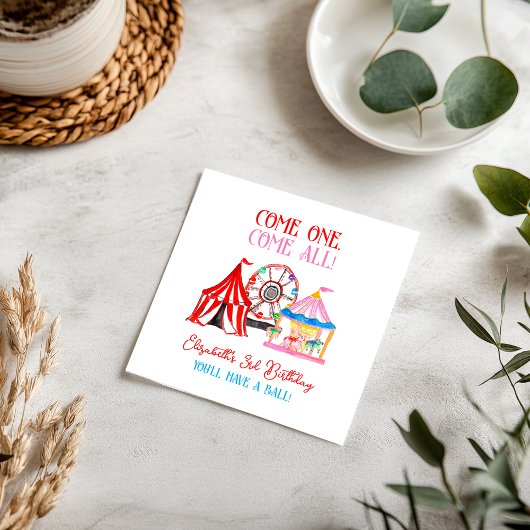 Schattigee hand getrokken Carnaval Circus Verjaard Servet