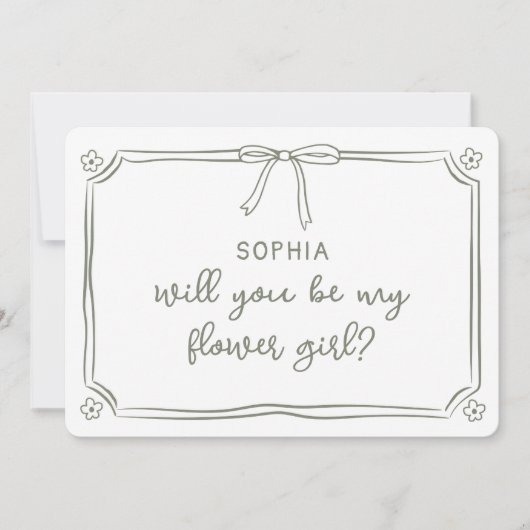 Schattigee Hand getrokken Coquette Bow Bloemenmeis Kaart (Voorkant)