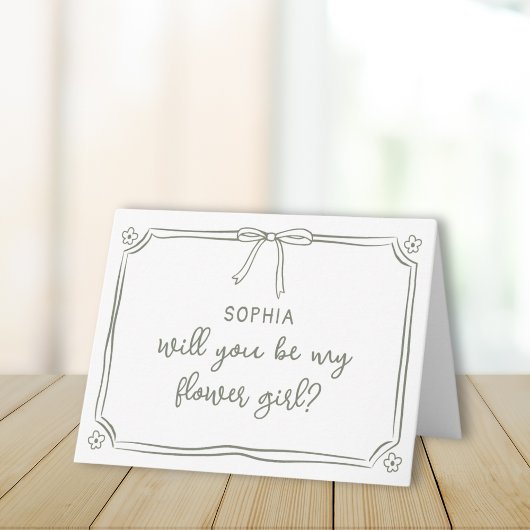 Schattigee Hand getrokken Coquette Bow Bloemenmeis Kaart