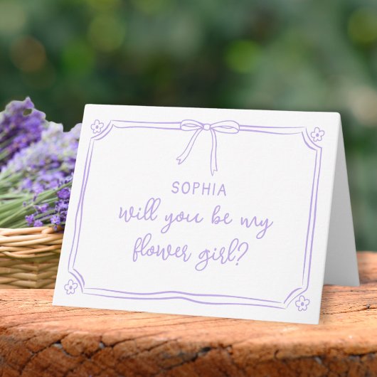 Schattigee Hand getrokken Coquette Bow Bloemenmeis Kaart