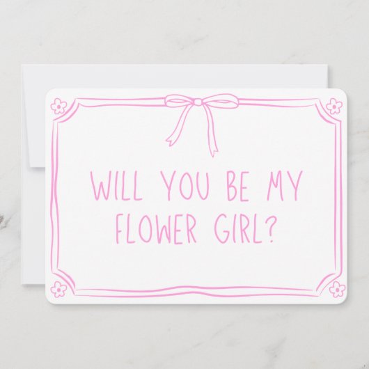 Schattigee Hand getrokken Coquette Bow Bloemenmeis Kaart (Voorkant)