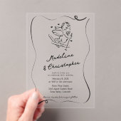 Schattigee Hand Getrokken Cupido op Ski's Winter W Acryl Uitnodigingen (Insitu (Draagbaar))