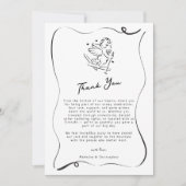 Schattigee Hand Getrokken Cupido Ski Winter Weddin Bedankkaart (Voorkant)