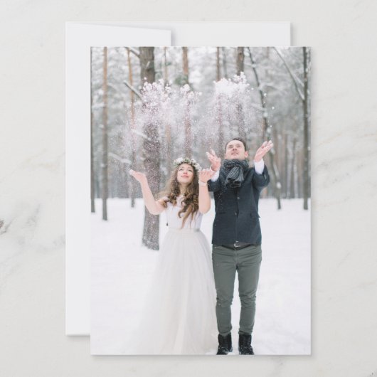 Schattigee Hand Getrokken Cupido Ski Winter Weddin Bedankkaart (Achterkant)