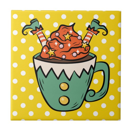 Schattigee hand getrokken Elf Kleurrijke retro Fun Tegeltje (Voorkant)