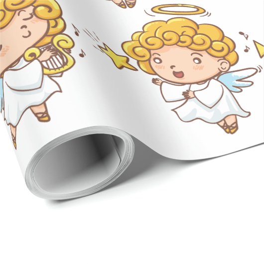 Schattigee Hand getrokken engel Cadeaupapier (Rol Hoek)