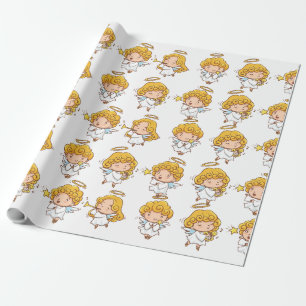 Schattigee Hand getrokken engel Cadeaupapier